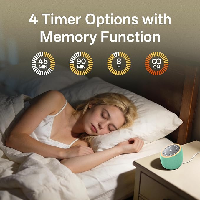 Hotmoon Sound Machine for Sleep, Cocoon 2, 40 Sounds, Dual-Speaker, Plug in | White Green Pink Brown Noise Machine for Sleeping Adults Office Privacy Baby Dogs, 4 Timers, 8 Night Light, Rain Noise Maker