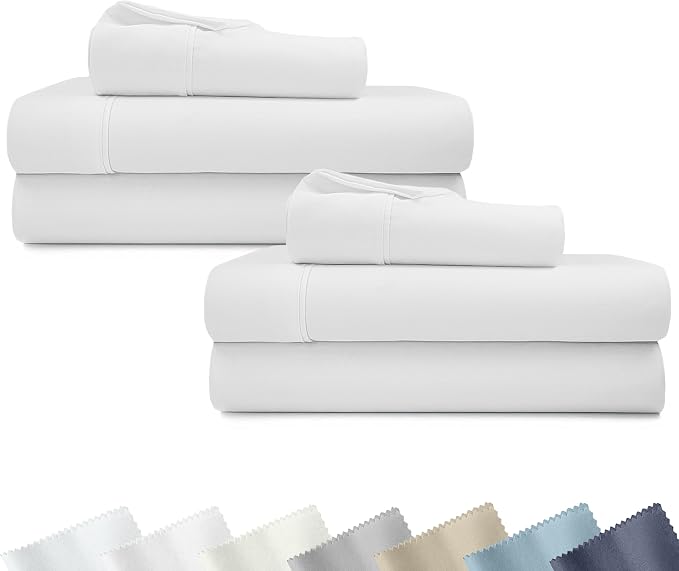 California Design Den 2-Pack 100% Cotton Sateen Twin XL Sheet Sets | 400 Thread Count Backed by Good Housekeeping Seal, All-Around Elastic, Durable, Easy Care, OEKO-TEX certified - Antique White