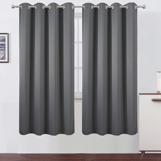 Grey Blackout Curtains/52 x 72 Inch/Set of 2 Panels Thermal Insulated Room Darkening Curtains for Bedroom