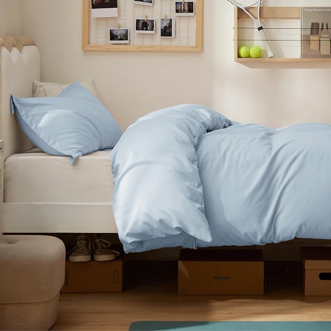 Bedsure Twin/Twin XL Duvet Cover, Double Brushed Bedding Set, Light Blue | For Kids & Adults, 68"x90" Comforter Cover, Hotel Luxury, All Season, Breathable, Easy Care, Lightweight, Zipper Closure