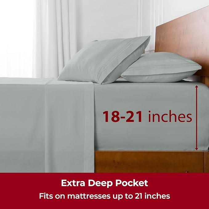 Mellanni Iconic 4-Piece, Ultra Soft Sheet Set (King, Spa Mint) | 10M+ Sleepers. Lab-tested: Sleeps Cool, Stays Bright, Strong, Smooth. Good Housekeeping Best Bedding, 7 yrs running.