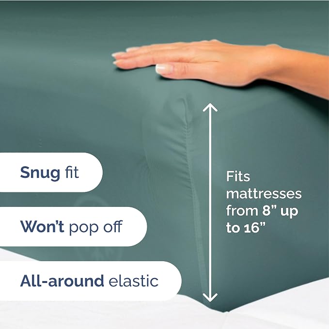 Twin XL Size 3 Piece Sheet Set - Ultra Soft & Cooling Sheets - Dusty Teal | Fits 8 Inch to 16 inch Mattress, Wrinkle Free & Fade Resistant with Deep Pockets, Breathable, Comfy Hotel Luxury Bedding