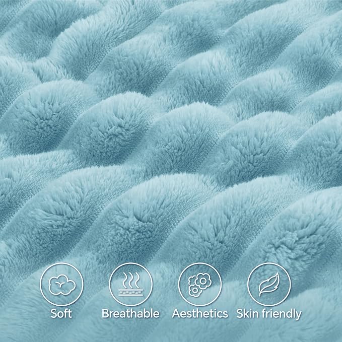 BEDELITE Fluffy Striped Body Pillow Cover with Zipper, Light Blue, 20x54 | Ultra-soft Faux Fur with 7D Striped Texture, Comfy, Plush, and Cloud-like, Body Pillow Pillowcase for Bed Couch Room Decor