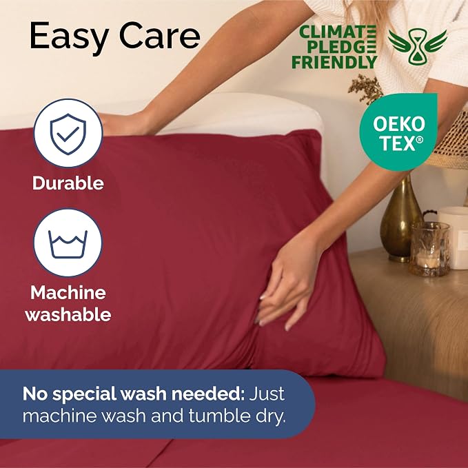 King Size 4 Piece Sheet Set - Ultra Soft & Cooling Sheets - Berry | Fits 8 Inch to 16 inch Mattress, Wrinkle Free & Fade Resistant with Deep Pockets, Breathable, Comfy Hotel Luxury Bedding