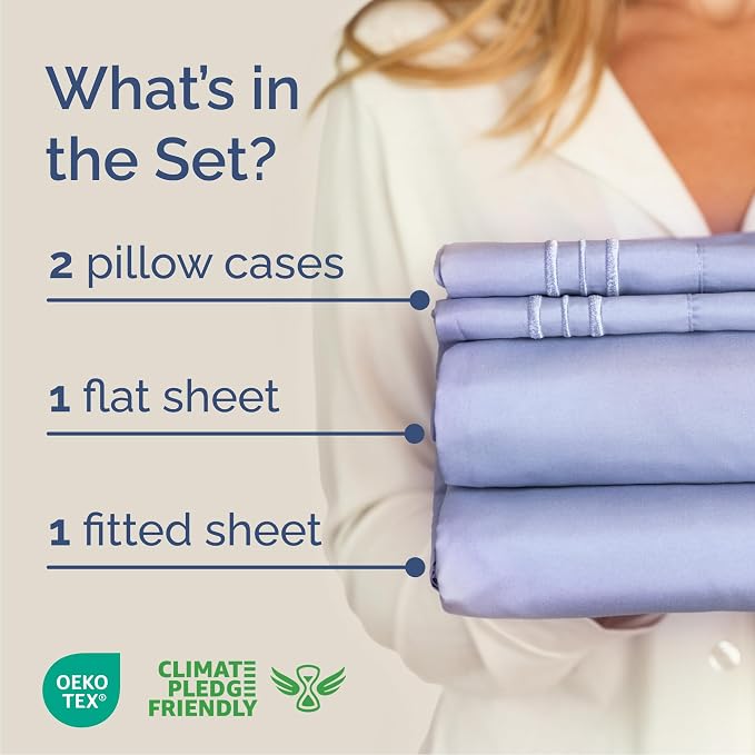 Queen Size 4 Piece Sheet Set - Comfy Breathable & Cooling Sheets - Lavender | Hotel Luxury Bed Sheets for Women & Men, Deep Pockets, Easy-Fit, Extra Soft and Wrinkle Free Sheets, Oeko-Tex Bed Sheet Set