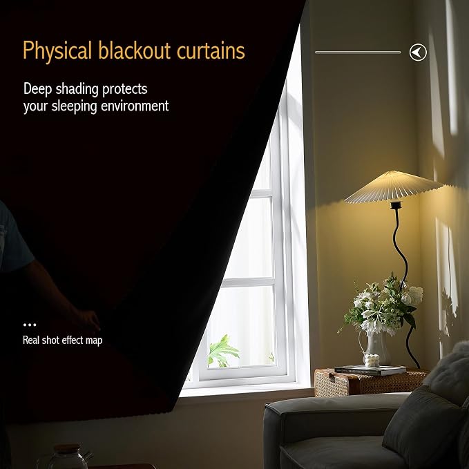 AJAZZ 100% Blackout Self Adhesive Curtains Small Window Short Temporary Black Out Curtains Easy to Install Used for Bedroom Kitchen Window Cover (Burgundy, 35" W x 48" L 1 Panel)