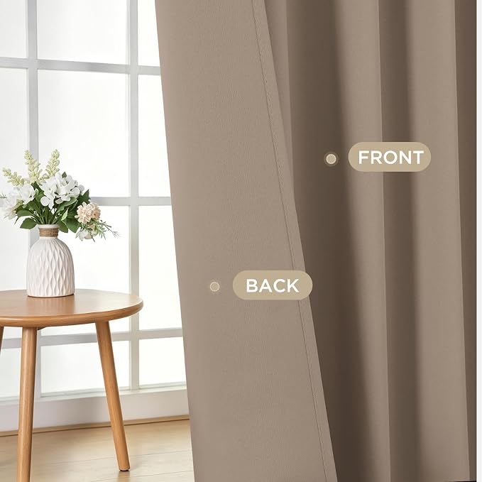 Joydeco Blackout Curtains for Bedroom 84 inch Long 2 Panels, Thermal Insulated Room Darkening Curtains with Grommets, Soft Window Drapes for Living Room (W52 x L84 Inch, Khaki)