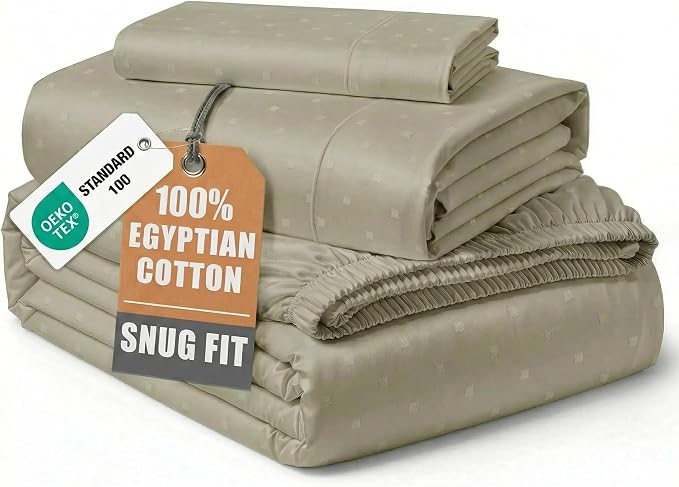 LANE LINEN 100% Cotton Twin Sheets 100% Egyptian Cotton Sateen - Linen | Twin Mattress Sheets - 3-Piece Set, Ideal For Dorms And Guest Beds, For A Luxurious Night's Sleep, Luxe Sheen,
