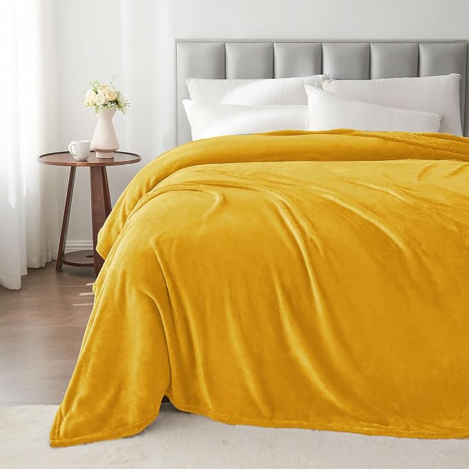 BEDELITE Fleece Blanket Soft Plush Twin Size Blanket Yellow 60"x80" | Ultra Soft Fleece, Plush Microfiber, Lightweight Warmth, All Season Comfort, Fade Resistant, Machine Washable, Couch Sofa Bed