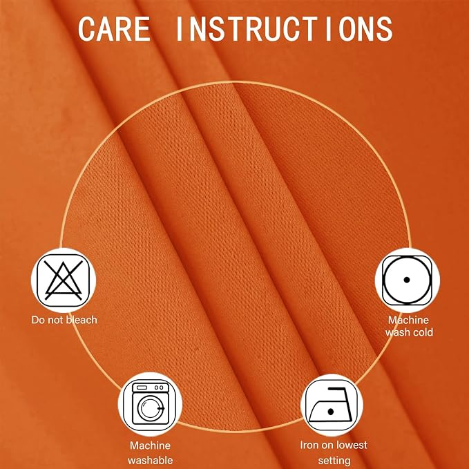 Blackout Curtains 66 x 72 Inch Long Orange Curtains Set of 2 Panels Room Darkening Curtains for Bedroom and Living Room