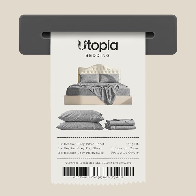 Queen Sheet Set, 4 Pieces 16" Deep Pocket Hotel Luxury Sheets, Heather Grey | Extra Soft Bedsheet Set, Comfy & Breathable Cooling Sheets, Wrinkle & Fade Resistant, Fitted Sheet, Flat Sheet, 2 Pillowcases