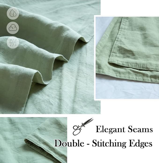 Simple&Opulence 100% Washed Linen Euro Shams 26'' x 26'' Pack of 2, Basic Style Solid Color Natural Flax Farmhouse Decorative Square Throw Pillow Covers for Bed Couch Sofa - Sage Green