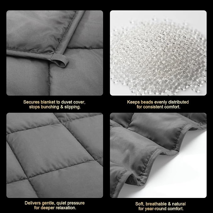 Machine Washable Weighted Blanket for Adults - Heavy Blankets for All-Season Sleeping, Cooling Soft & Breathable with Premium Glass Beads (48” x 72”｜15lbs)