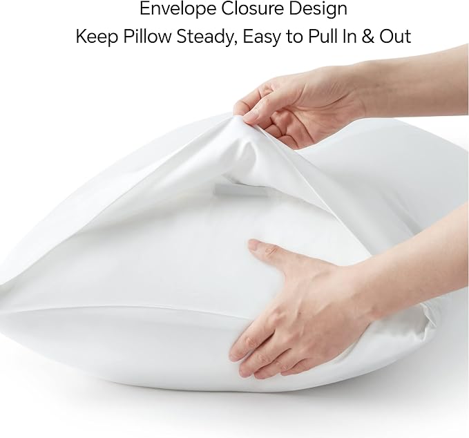 BEDELITE Body Pillow Pillowcase, Rayon from Bamboo, White, 20"x54" | Cooling and Breathable Body Pillow Cover for Hot Sleepers & Night Sweats, Silky Soft Full Long Pillow Case, Envelope Closure