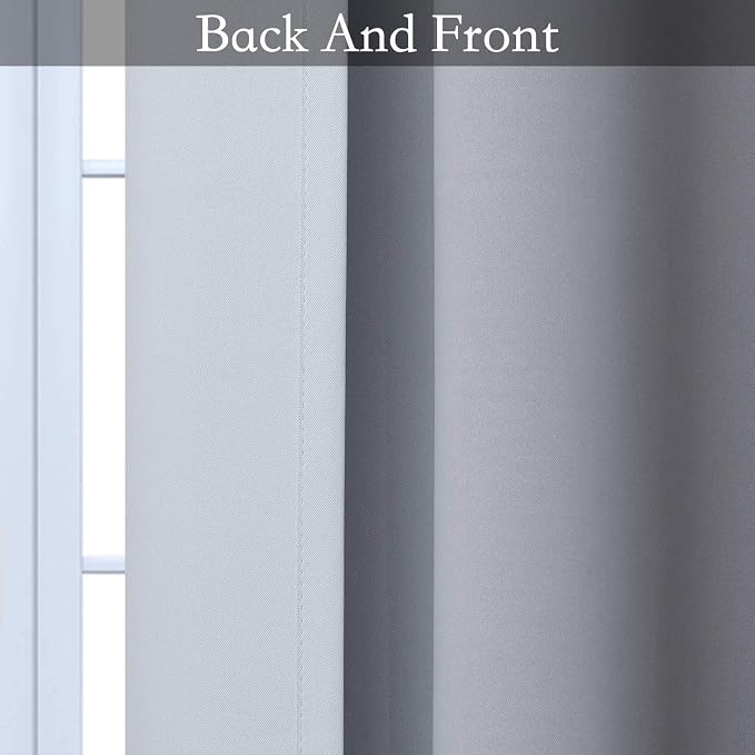 SimpleHome Ombre Black to Grey White Curtains for Living Room 42Wx72L | Room Darkening Curtains for Bedroom,Gradient Light Blocking Curtain,Thermal Insulated Grommet Window Drapes,2 Panels,72 Inch