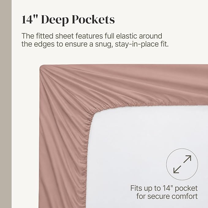 Modern Threads Soft Microfiber Solid Sheets - Luxurious Microfiber Bed Sheets - Includes Flat Sheet, Fitted Sheet with Deep Pockets, & Pillowcases Rose King
