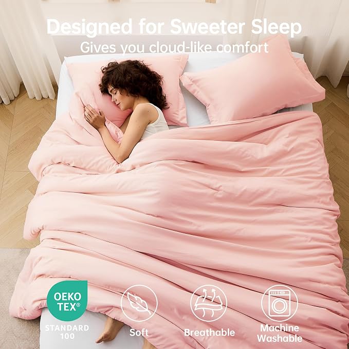 Full Comforter Sets, All Season Ultra Soft Down Alternative Bedding - 3 Piece Lightweight Bed Set Includes 1 Comforter (82"x86") and 2 Pillow Shams (20"x26"), Blush