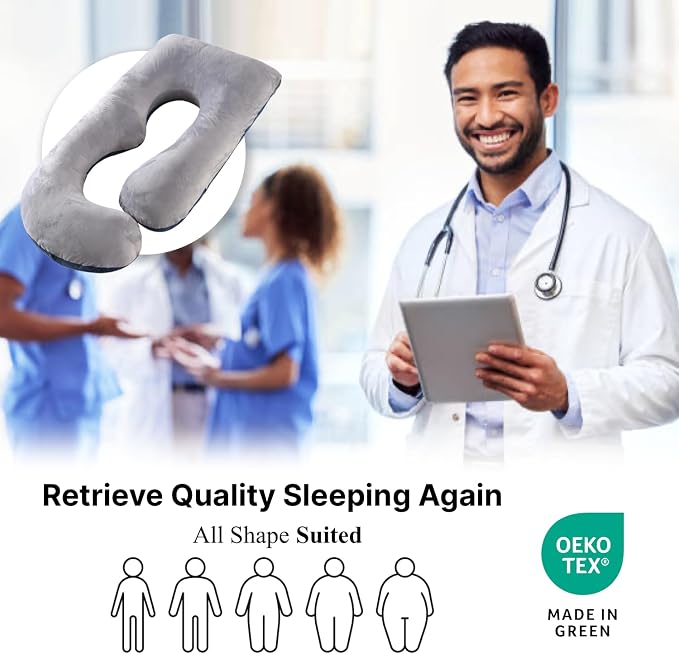ALLOPERA Pregnancy Pillow, Full Body Maternity Pillow 57 inch, with Removable Washable Cover - Sleep Support for Legs, Back, Neck, Shoulder, HIPS, Belly, Velvet Cover-Grey-Dark Blue