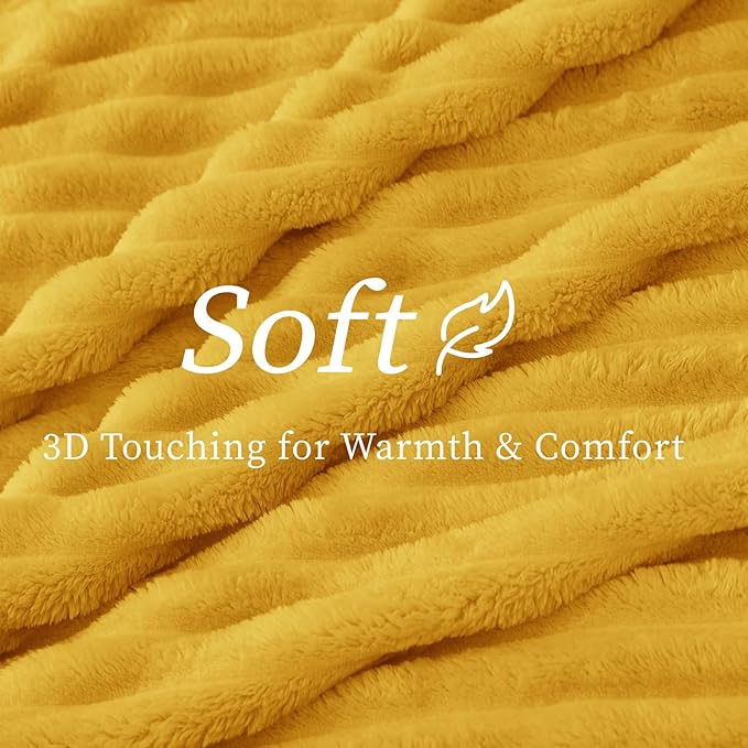 BEDELITE Striped Fleece Throw Blanket, Light Yellow, 50"x60" | 300GSM Microfiber Fleece, Soft Cozy, Lightweight Warm, Double-Sided Plush, Machine Washable, Gift, Room Decor, for Couch Sofa