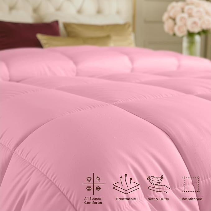 Utopia Bedding Duvet Insert, Comforter King Size 90 x 102 Inches, Pink | Cozy All Season Comforter for Kids and Teens, Unisex, Down Alternative Fill, Soft Microfiber Shell, Machine Washable.