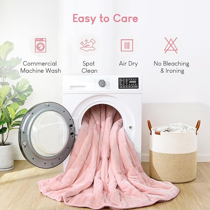 Cottonblue Pink Weighted Blankets 25lbs for Adults King Size 90"x90" Soft | Cozy Sherpa Fleece Weighted Throw Blankets for Calm Sleep Relax, Warm Fuzzy Comfort Flannel Heavy Blanket for Bed Sofa Couch