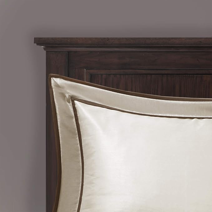 Madison Park Deluxe Hotel Style Comforter Set, 7PC King Bedding Set | All Season Down Alternative Luxury Bedding with Comforter, Shams, Bed Skirt, Decorative Pillows, Taupe/Brown