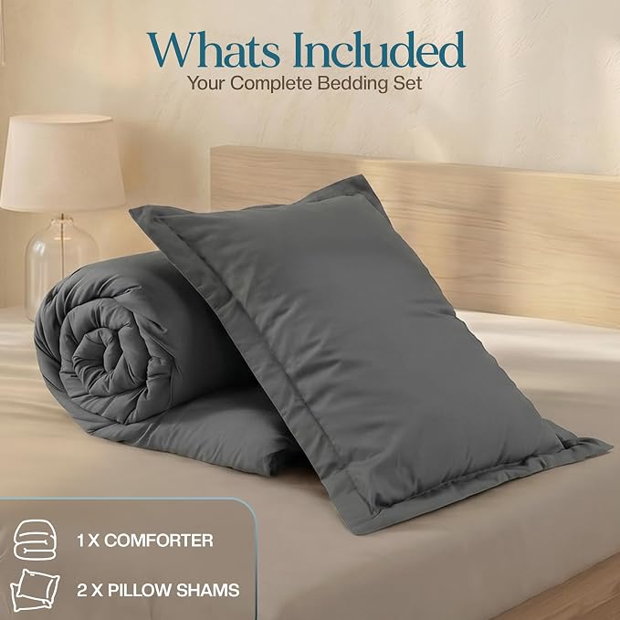 Utopia Bedding 2 Pc Twin Comforter Set, All Season Bedding, Grey | Bedding Set Includes Comforter (64x88) Inches, 1 Sham (20x26) Inches. Soft Microfiber Down Alternative, Machine Washable.