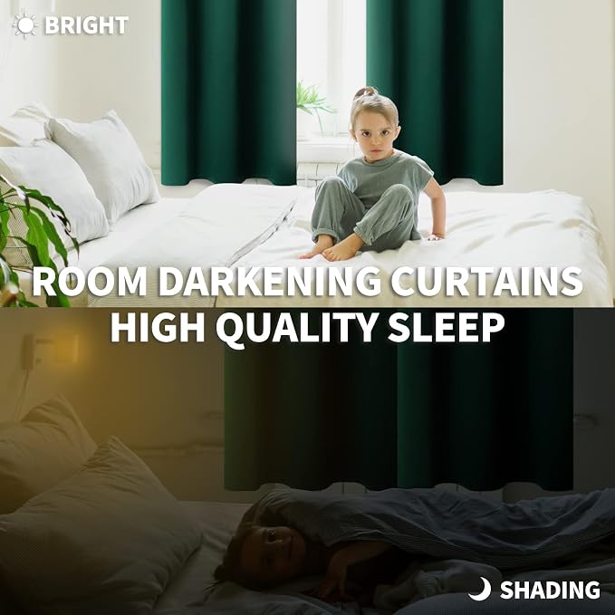 BGment Blackout Curtains - Grommet Thermal Insulated Room Darkening Bedroom and Living Room Curtain, Set of 2 Panels (52 x 45 Inch, Emerald) | Grommet Top, Black Out, Room Darkening, Sunblock, Thermal Insulated, Window Drapes for Kids Boys Room, 52x45 ...