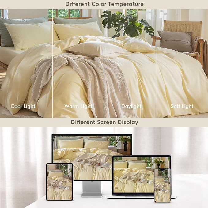 MooMee Duvet Cover Set 100% Washed Cotton Linen Like Oversized Queen | Relaxed Linen-like Texture. Soft, Breathable & Long-lasting Comfort. Lightweight. Hidden Zipper with 8 Interior Corner Ties