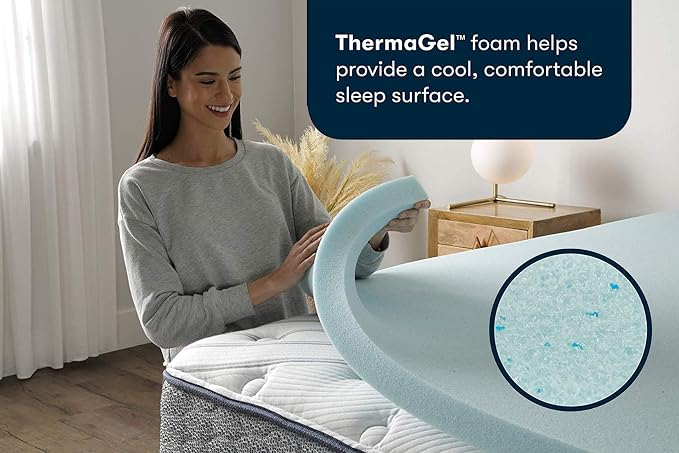 Serta ThermaGel 2-Inch Gel Memory Foam Mattress Topper, King | 2 inch king gel memory foam mattress topper, ThermaGel cooling, pressure relief, CertiPUR-US, made in USA