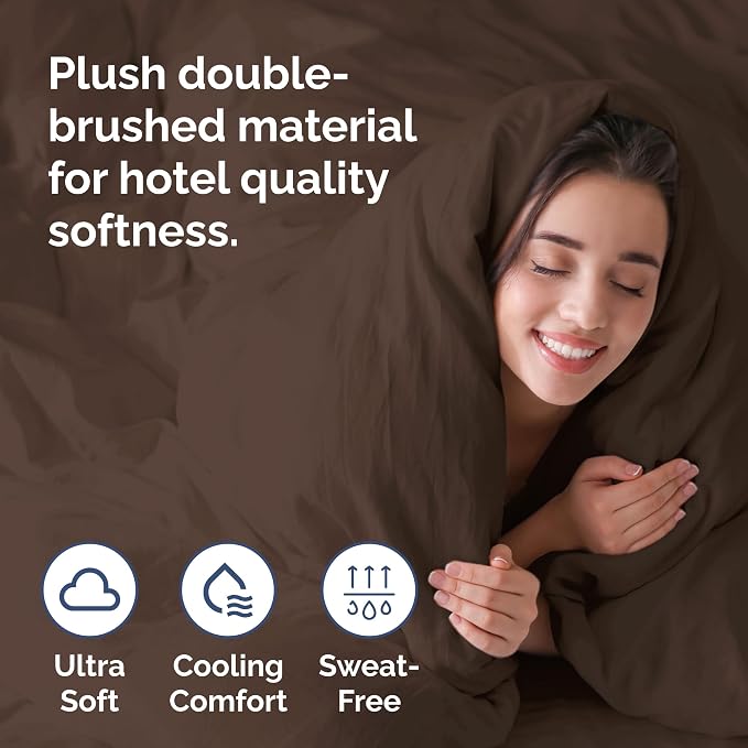 Duvet Cover King Size - Extra Soft 3 Piece with Zipper Closure - Brown | Extra Soft, Breathable, King Duvet Cover 104" x 90" with 2 Pillow Shams, Zipper Closures & Ties, Women, Men, Kids & Teens
