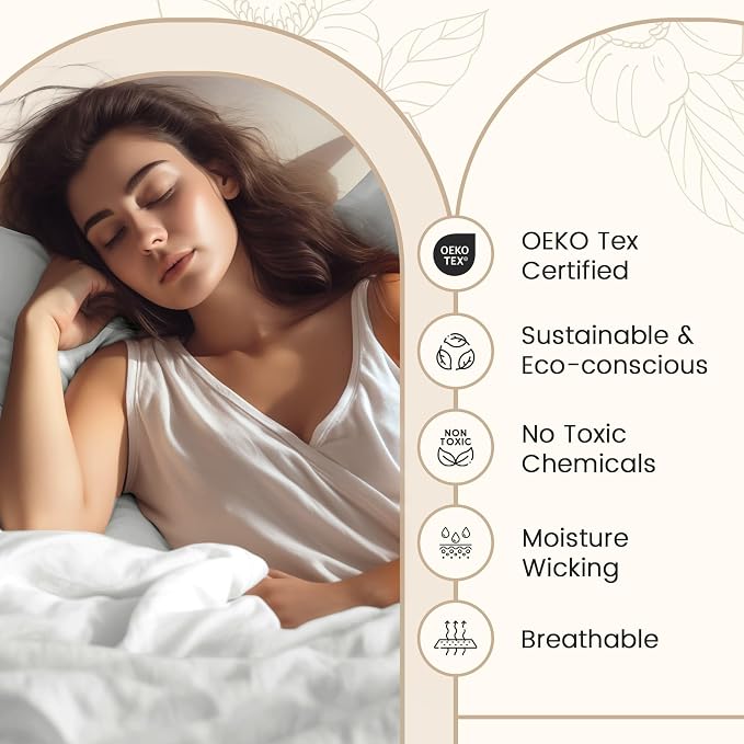 Twin XL 100% Cotton Sheets, 800 TC 3Piece Sheet & Pillowcase Sets- Ivory | Fully elasticized 15" Deep Pocket Sheets, Soft Sateen Weave Machine Washable, Naturally Cool & Breathable, OEKO TEX Certified