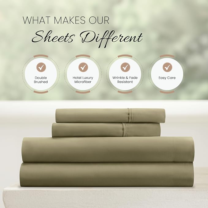 Linen Market Bed Sheets for California King Size Bed (Sage) - Sleep Better Than Ever with These Soft and Cooling California King Sheets - Deep Pocket Fits 16" Thick Beds - 4 Piece Cal King Sheet Set