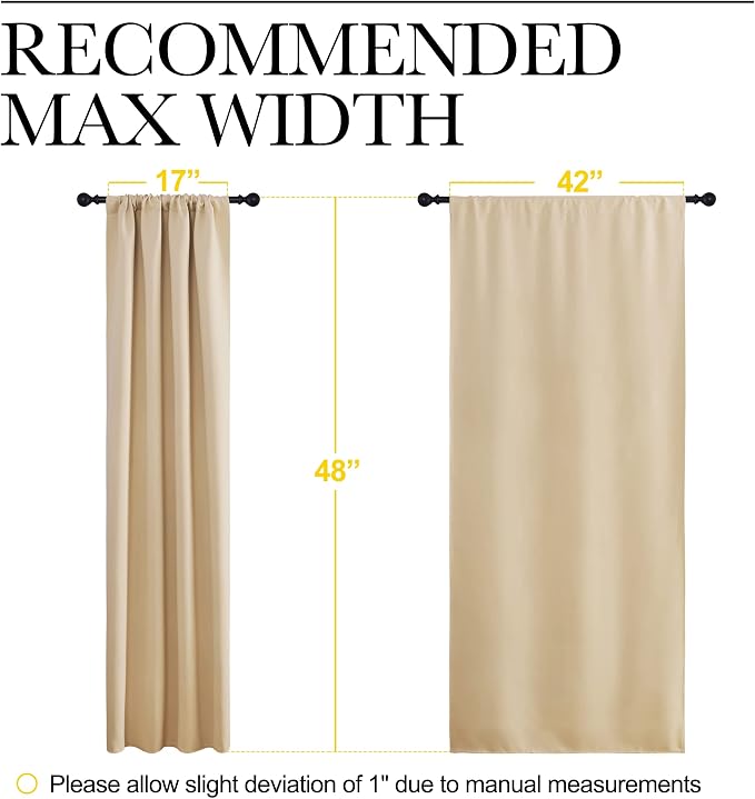 NICETOWN Biscotti Beige Blackout Curtains for Window 42" w x 48" L 2 Panels | Home Decoration Light Noise Reducing Thermal Insulated Draperies with Rod Pocket Top, Light Blocking Bedroom Kitchen Decor
