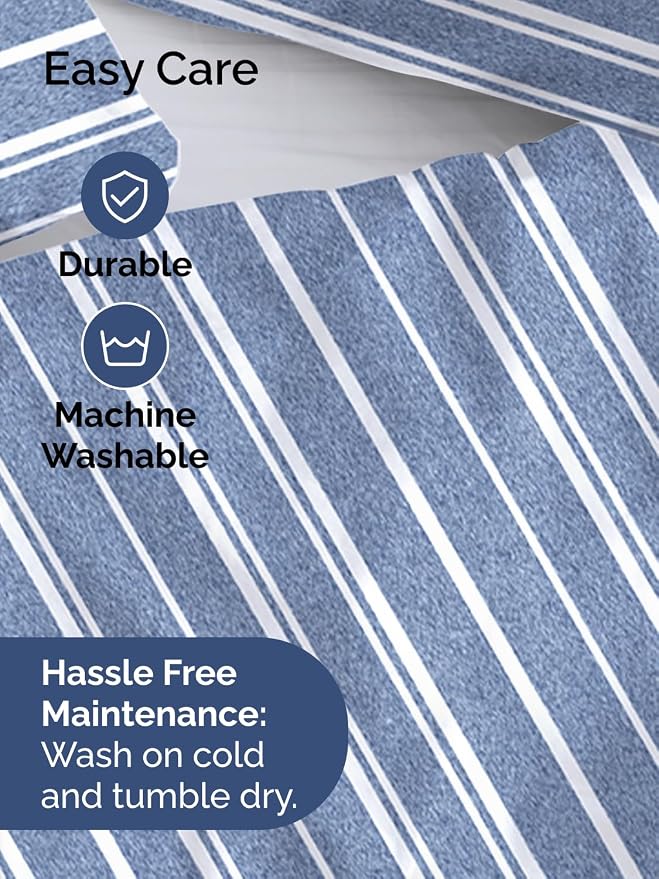 Duvet Cover Full Size - 3 Piece with Zipper Closure - Blue Stripes | Extra Soft, Breathable, Full Duvet Cover 80" x 90" with 2 Pillow Shams, Zipper Closures & Ties, Women, Men, Kids & Teens