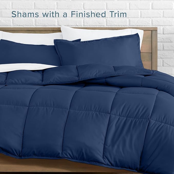 Bare Home Queen Comforter Set - 1800 Ultra Soft (Queen, Dark Blue) | All-Season, Breathable, Hypoallergenic, Premium 1800, Warm, Cozy