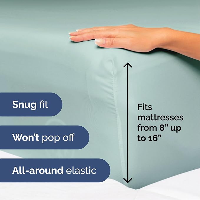 Queen Size 4 Piece Sheet Set - Ultra Soft & Cooling Bed Sheets - Light Teal | Fits 8 Inch to 16 inch Mattress, Wrinkle Free & Fade Resistant with Deep Pockets, Breathable, Comfy Hotel Luxury Bedding