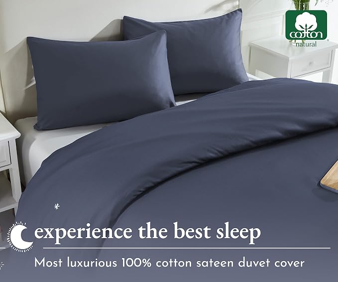 California Design Den Oversized King Duvet Cover, Indigo Dusty Blue | Duvet Cover Only, Comforter Not Included, Backed by Good Housekeeping Seal, Button Closure & Corner Ties