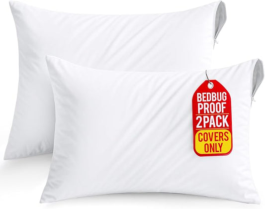 Set of 2 Pillow Protectors with Zipper King Size, Pillow Covers | Ultra Soft Pillow Encasements, Bed Bug & Dust Mite Proof, Moisture Wicking and Waterproof Pillow Cases by Utopia Bedding