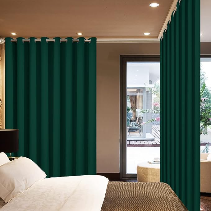 Yakamok Dark Green Room Darkening Curtains 84 inch Sliding Door Drapes | 1 Extra-wide Panel,W100xL84,Soft Triple-weave,Grommet,Blackout Thermal Insulated Drapes,Privacy,Light Reduction,Patio doors