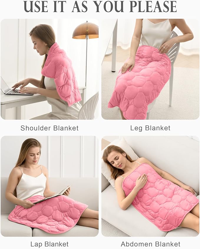 Cottonblue Small Weighted Lap Blanket 7lbs for Adults Teens 24"x29", Pink | Luxury Crystal Velvet Weighted Blanket Pad, Washable Portable Travel Blankets for Sleeping Relaxation All Season, Washable