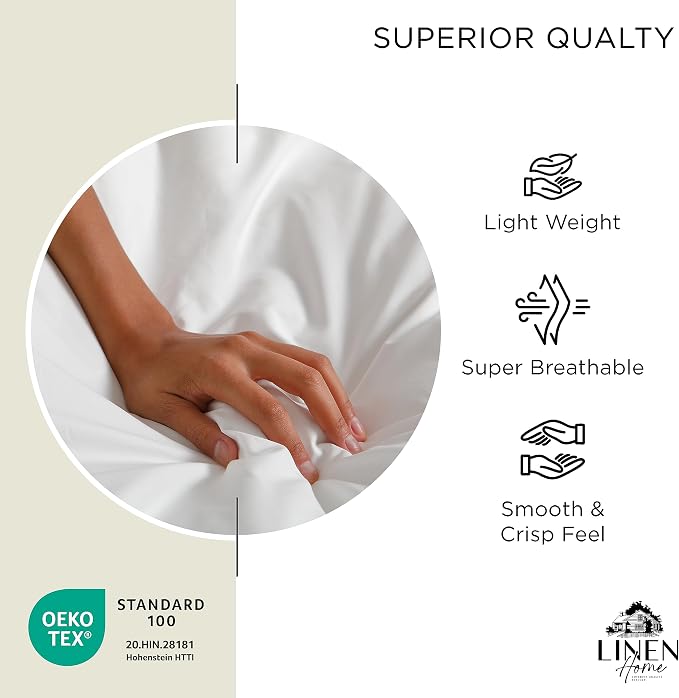 Linen Home 2-Pack Queen Sheet Set, 100% Cotton Percale Bedding, 8-Piece Value Bundle, Deep Pocket Cooling Bed Sheets for Hot Sleepers, Breathable & Crisp Hotel Quality, Long-Staple Cotton, Cream