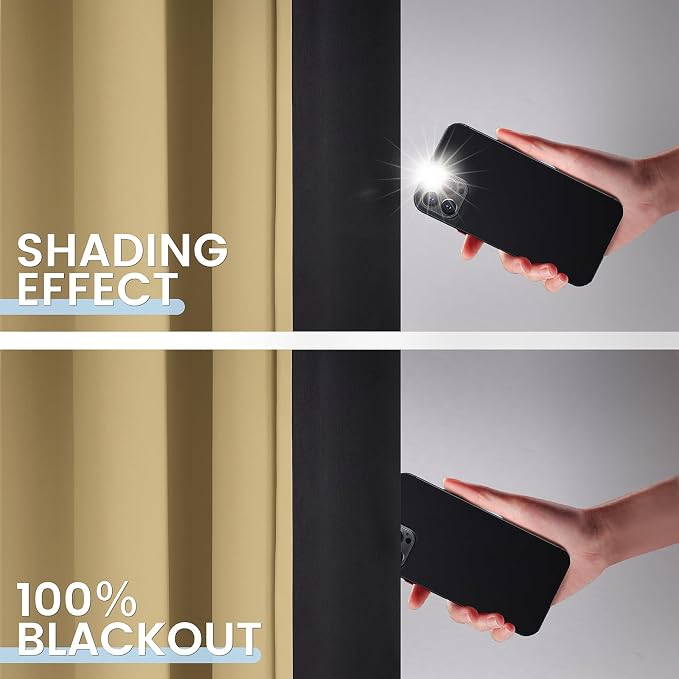 SimpleHome Biscotti Beige 100% Blackout Curtains Room Darken Living Room 84 | Curtains for Bedroom,Thermal Insulated Grommet Window Drapes,Curtains for Living Room with Black Back,52 x 84 Inch,2 Panels