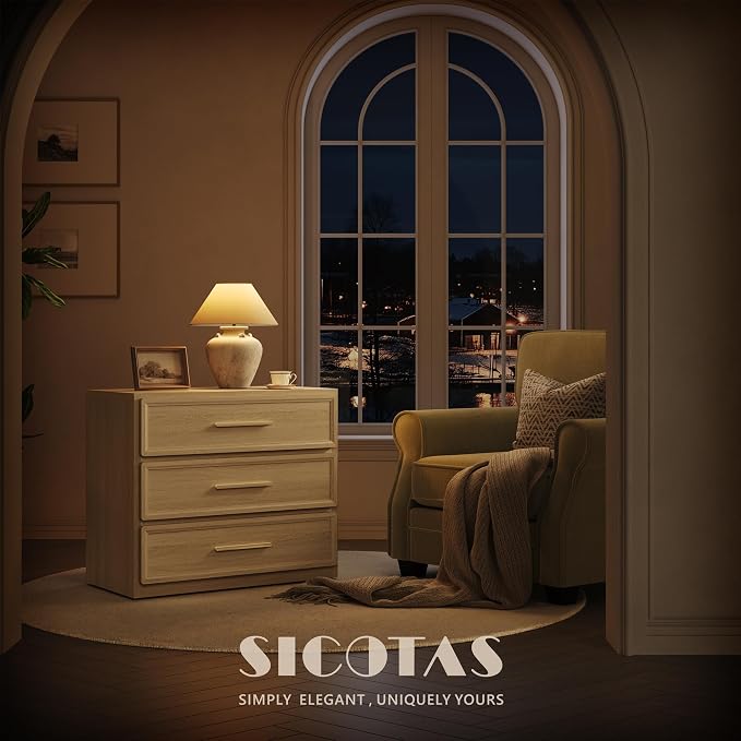 SICOTAS Oversized Nigh Sstand with 3 Drawers for Bedroom Tall Bedside Table | Extra Large Nightstand with Storage 31.3" Wide Side Table Modern End Table Night Stands for Sofa Couch Office