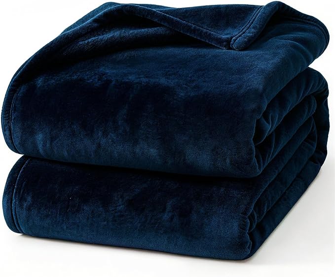 Hansleep King Navy Blue Fleece Blanket, Soft Flannel Bed Blanket | Fuzzy Cozy Blanket 90x108 Inches, Multi-use for Bed, Sofa, Couch, Travel, Camping, All Season Warm Lightweight Cover