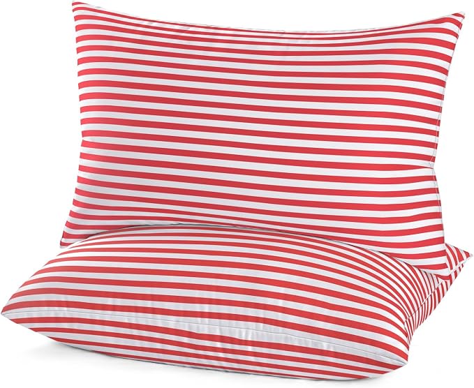 EIUE Bed Pillows for Sleeping 2 Pack Queen Size，Super Soft Down Alternative Microfiber Filled Pillows,Pillows for Side and Back Sleepers,20 x 30 Inches,Red
