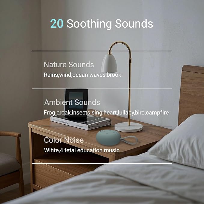Portable Baby Sound Machine & Essentials for Babies & Kids-Blue | White Noise Machine[Timer Function][20 Soothing Sounds][15 Hours Battery Life]Travel,Registry,Gifts,Clips on Baby Stroller