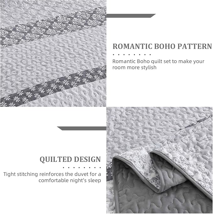 Cottolester Boho Queen Quilt Bedding Set,Teal Striped Lightweight Bedspread | Soft Microfiber Coverlet,Breathable All-Season,Machine Washable,3-Piece Set,Fits Queen 96"x90",Cozy Essential for Men Women