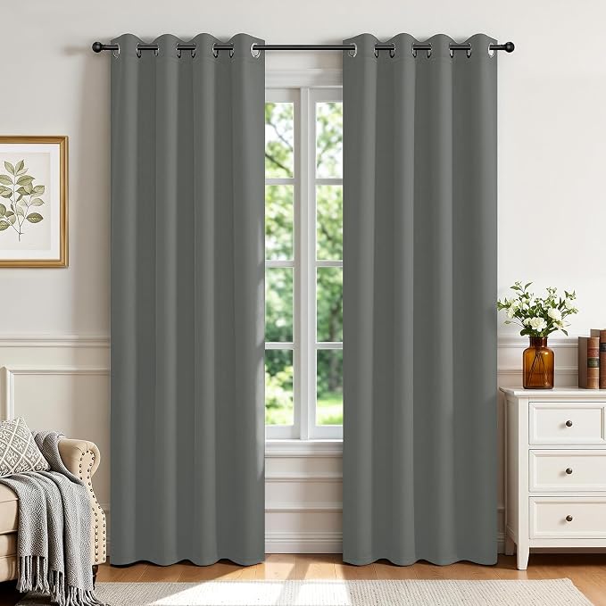 Joydeco Blackout Curtains 90 Inch Length 2 Panels Set, Thermal Insulated Long Curtains& Drapes 2 Burg, Room Darkening Grommet Drapes for Bedroom Living Room Window (Sage Green, W52 x L90 Inch)