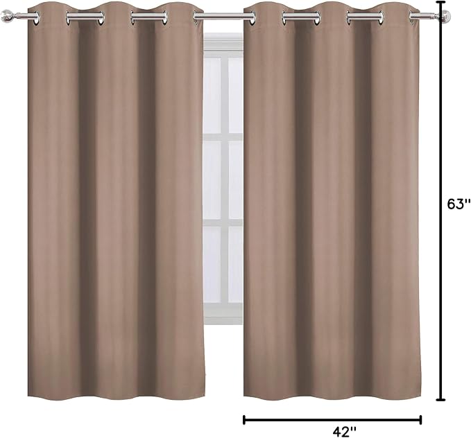 Cappuccino Blackout Curtains 42 x 63 Inch Length/Set of 2 Curtain Panels/Thermal Insulated Room Darkening Blackout Curtains for Bedroom